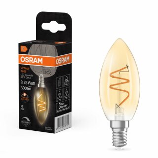 Osram LED Spiral Filament Kerze Vintage 3,5W = 28W E14 Gold 300lm extra warmweiß 2200K DIMMBAR