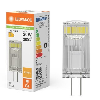 Ledvance LED Stiftsockellampe 1,5W = 20W G4 klar 12V 200lm warmweiß 2700K