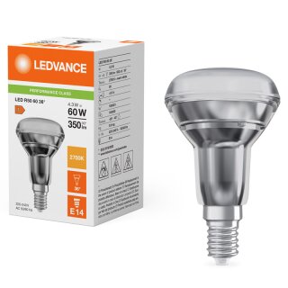 Ledvance LED Glas Reflektor R50 4,3W = 60W E14 350lm warmweiß 2700K 36°