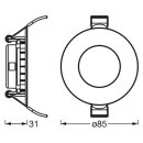Ledvance LED Einbaupanel Downlight Slim weiß Ø8,5cm 4,5W 240lm neutralweiß 4000K