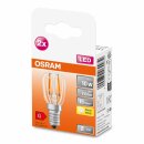 2 x Osram LED Filament T26 Röhre 1,3W = 10W E14 klar 110lm warmweiß 2700K