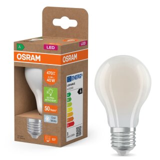 Osram LED Filament A40 Birne 2,2W = 40W E27 matt 470lm Neutralweiß 4000K ultra effizient