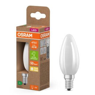 Osram LED Filament Kerze 2,2W = 40W E14 matt 470lm warmweiß 2700K ultra effizient