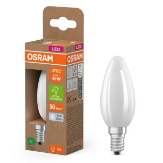 Osram LED Filament Kerze 2,2W = 40W E14 matt 470lm Neutralweiß 4000K ultra effizient