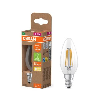 Osram LED Filament C35 Kerze 3,8W = 60W E14 klar 806lm warmweiß 2700K Ultra effizient