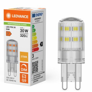 Ledvace LED Stiftsockellampe 3W = 30W G9 klar 320lm warmweiß 2700K DIMMBAR