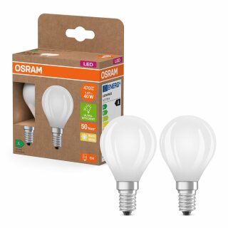 2 x Osram LED Filament Tropfen 2,2W = 40W E14 matt 470lm warmweiß 2700K ultra effizient