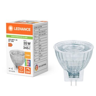 Ledvance LED MR11 Glas Reflektor 4,5W = 35W GU4 345lm warmweiß 2700K 36° DIMMBAR
