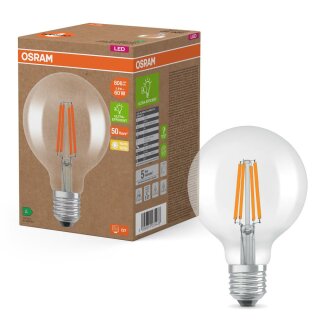 Osram LED Filament G95 Globe 3,8W = 60W E27 klar 806lm warmweiß 2700K ultra effizient