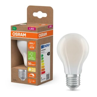 Osram LED Filament Birne 3,8W = 60W E27 matt 806lm warmweiß 2700K DIMMBAR ultra effizient