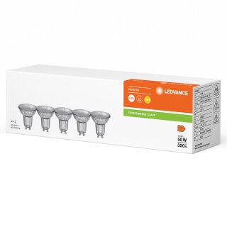5 x Ledvance LED Glas Reflektoren 4,3W = 50W GU10 350lm warmweiß 2700K 36°