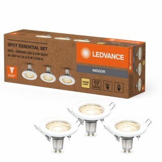 3 x Ledvance LED Einbauleuchten Spot Essential 2,6W GU10 230lm warmweiß 2700K