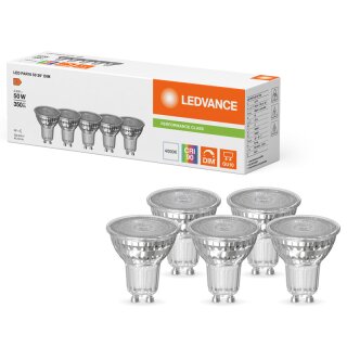 5 x Ledvance LED Glas Reflektor PAR16 4,5W = 50W GU10 350lm Neutralweiß 4000K 36° DIMMBAR