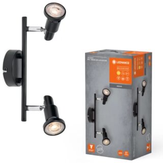 Ledvance LED Wandlampe Deckenleuchte Spot schwarz 2 x 3,4W GU10 460lm warmweiß 2700K schwenkbar