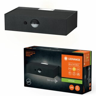 Ledvance LED Außenleuchte Wandlampe Endura Style Solar Dunkelgrau IP65 3W 300lm warmweiß 3000K Bewegungsmelder