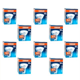 10 x Osram Halogenlampe 50W GU10 Halopar 16 Alu 230V 35°