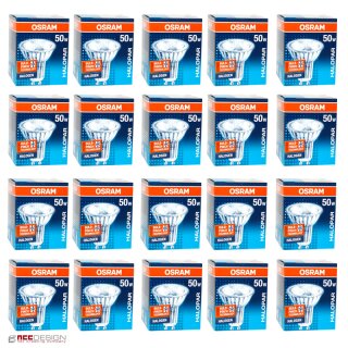 20 x Osram Halogenlampe 50W GU10 Halopar 16 Alu 230V 35°