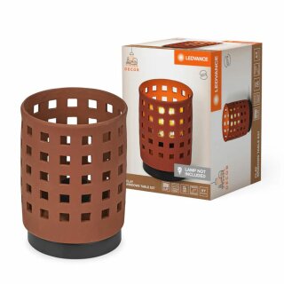 Ledvance Tischleuchte Decor Clay Windows Table Ton braun max. 6W E27 Textilkabel