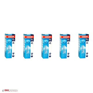 5 x Osram G4 Halogen Stiftsockellampe 12V 20W Halogenlampe 64425S 4000h