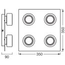 Ledvance LED Deckenleuchte Lampe Orbis Frame weiß 35x35cm IP44 4 x 5,5W 1740lm Click CCT 3000K 4000K per Lichtschalter
