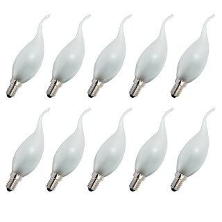 10 x Glühlampe Glühbirne Kerze Windstoß 60W 60 Watt E14 MATT Glühbirnen Glühlampen