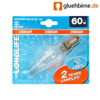 Osram Halogen Kerze Pyramide 60W E14 klar Halolux 64862 HC