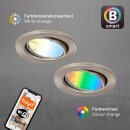 3 x Briloner LED Smart Einbauleuchten Nickel matt Ø8,6cm 4,9W GU10 400lm RGBW + CCT Dimmbar Fernbedienung App Google Alexa Bluetooth WiFi