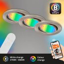 3 x Briloner LED Smart Einbauleuchten Nickel matt...