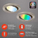3 x Briloner LED Smart Einbauleuchten Nickel matt Ø8,6cm 4,9W GU10 400lm RGBW + CCT Dimmbar Fernbedienung App Google Alexa Bluetooth WiFi