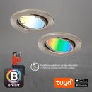 3 x Briloner LED Smart Einbauleuchten Nickel matt Ø8,6cm 4,9W GU10 400lm RGBW + CCT Dimmbar Fernbedienung App Google Alexa Bluetooth WiFi