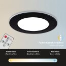 3 x Briloner LED Einbauleuchte Schwarz rund Ø9,2cm IP44 4,8W 450lm CCT 3000-6500K + Fernbedienung