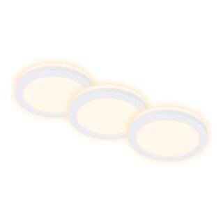 3 x Briloner LED Einbauleuchten Weiß rund Ø8,6cm IP44 3W 350lm Backlight Warmweiß 3000K