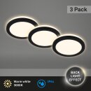 3 x Briloner LED Einbauleuchten Schwarz rund...