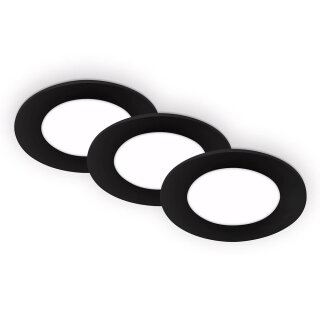 3 x Briloner LED Einbauleuchten Schwarz rund Ø8,6cm IP65 3W 350lm Neutralweiß 4000K