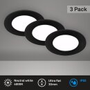 3 x Briloner LED Einbauleuchten Schwarz rund...