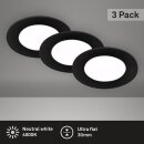 3 x Briloner LED Einbauleuchten Schwarz rund...