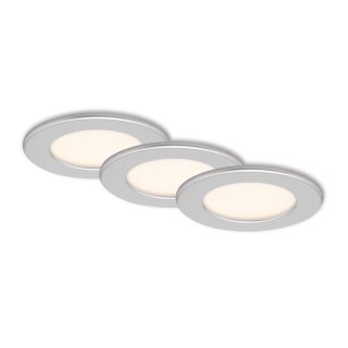 3 x Briloner LED Einbauleuchte Chrom matt rund Ø11,5cm IP44 6W 650lm Warmweiß 3000K