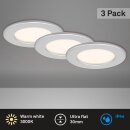 3 x Briloner LED Einbauleuchte Chrom matt rund...