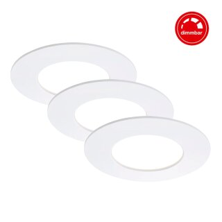 3 x Briloner LED Einbauleuchten Weiß rund Ø8,5cm IP44 4,9W 450lm Neutralweiß 4000K 3-Stufen-Dimmbar
