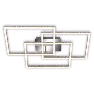 Briloner LED Deckenleuchte Chrom 80x50cm 57W 5700lm warmweiß 3000K Glitzereffekt 3-Stufen-Dimmbar