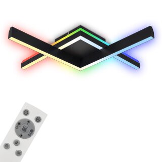 Briloner LED Deckenleuchte Schwarz 65x65cm 18W 1800lm CCT 2700K-6500K RGB Backlight + Fernbedienung