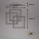 Briloner LED Deckenleuchte Schwarz-Holz 56x56cm 45W 1500lm CCT 2700K-6500K + Fernbedienung