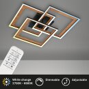 Briloner LED Deckenleuchte Schwarz-Holz 56x56cm 45W...
