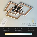 Briloner LED Deckenleuchte Schwarz-Holz 56x56cm 45W 1500lm CCT 2700K-6500K + Fernbedienung