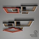 Briloner LED Deckenleuchte Schwarz-Holz 53x53cm 24W 4400lm warmweiß 3000K schwenkbar 3-Stufen-Dimmbar
