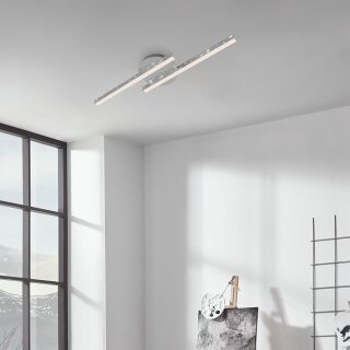Briloner LED Deckenleuchte Chrom 60x14cm 10,5W 1400lm warmweiß 3000K Glitzereffekt