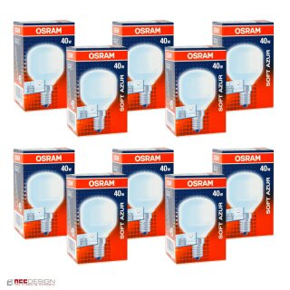 10 x Osram Tropfen Soft Azur 40W E14 Matt Glühbirne Glühlampe 40 Watt Glühbirnen