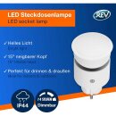 REV LED Steckdosenstrahler Weiß IP44 10W 1000lm warmweiß 3000K 4 Stufen dimmbar