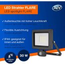 REV LED Außenleuchte Strahler Flare Anthrazit IP44 30W 2550lm Tageslicht 6500K kaltweiß Bewegungsmelder