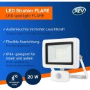 REV LED Strahler Fluter Flare Weiß IP44 20W 1700lm Tageslicht 6500K kaltweiß Bewegungsmelder